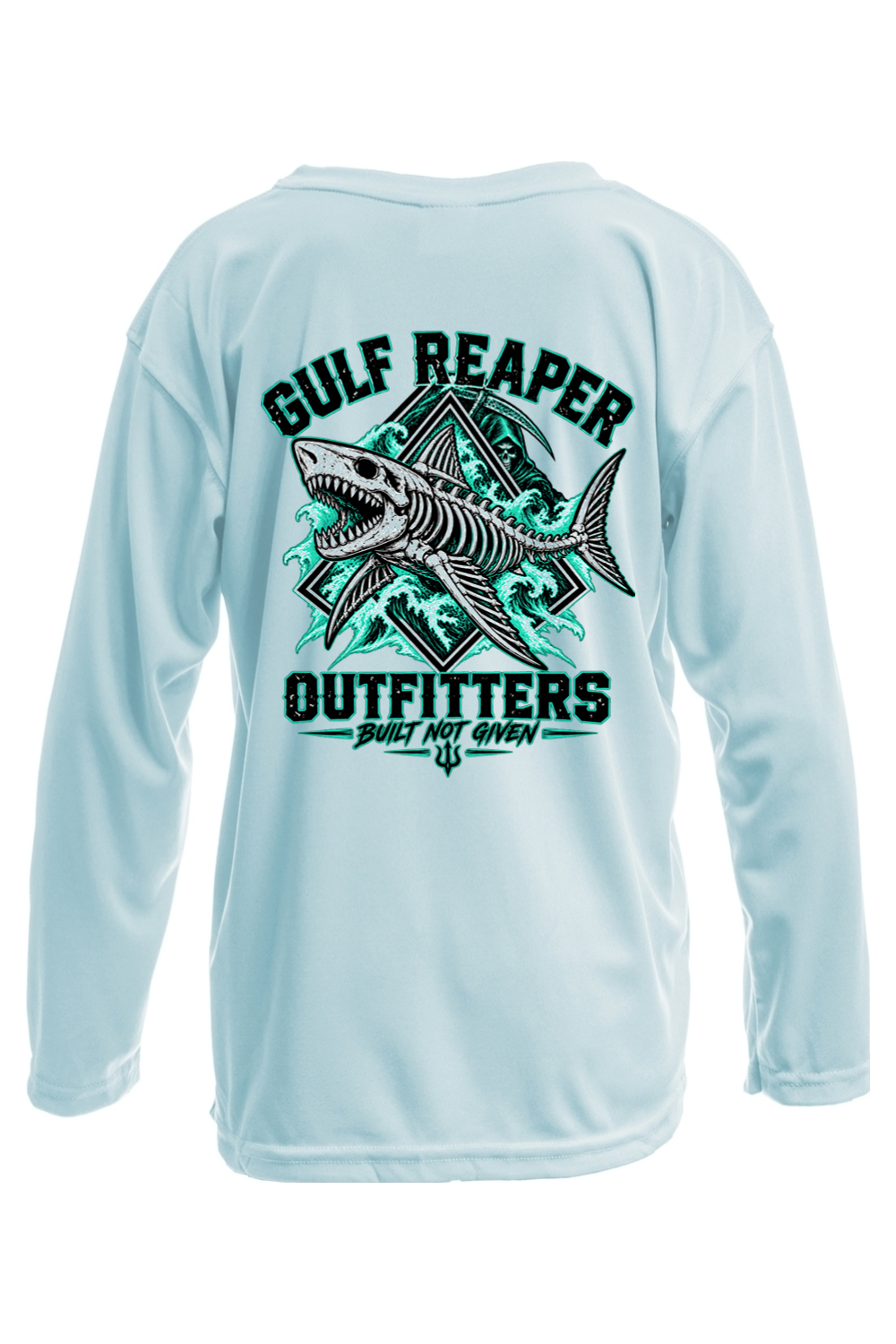 Death Current Kids’ Solar Long Sleeve – Sea Green Print