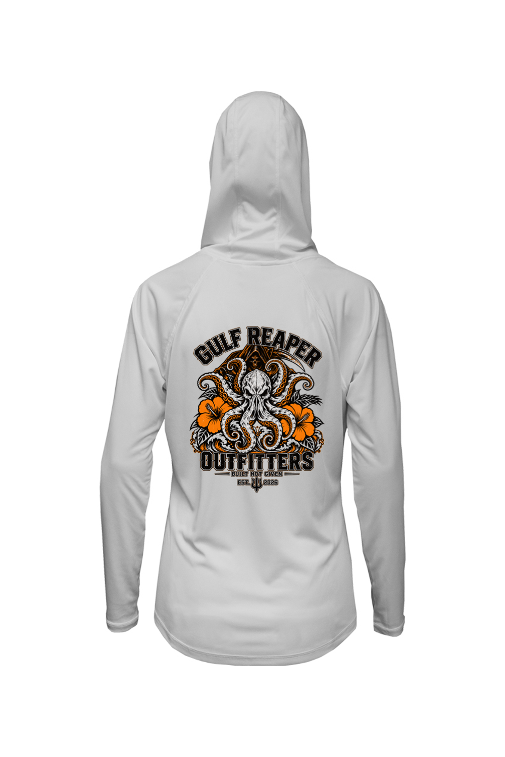 Kraken’s Grip Women’s Solar Hoodie – Safety Orange Print