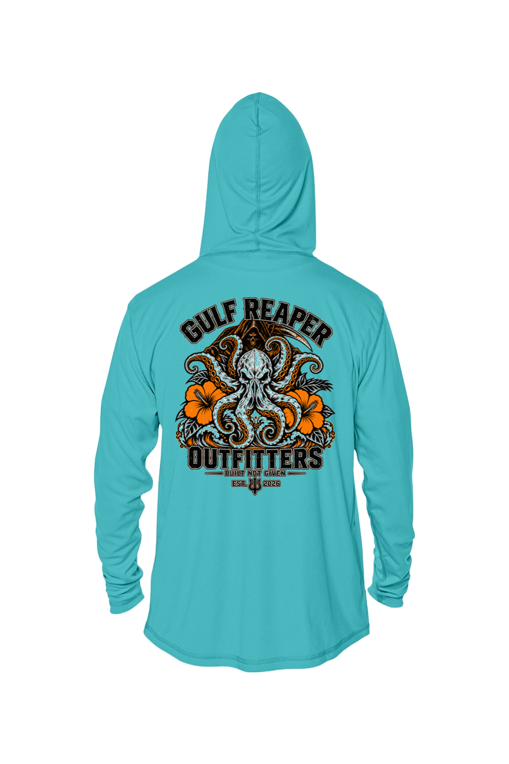 Kraken’s Grip Solar Hoodie – Safety Orange Print