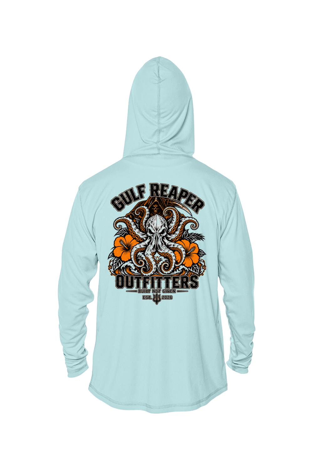 Kraken’s Grip Solar Hoodie – Safety Orange Print