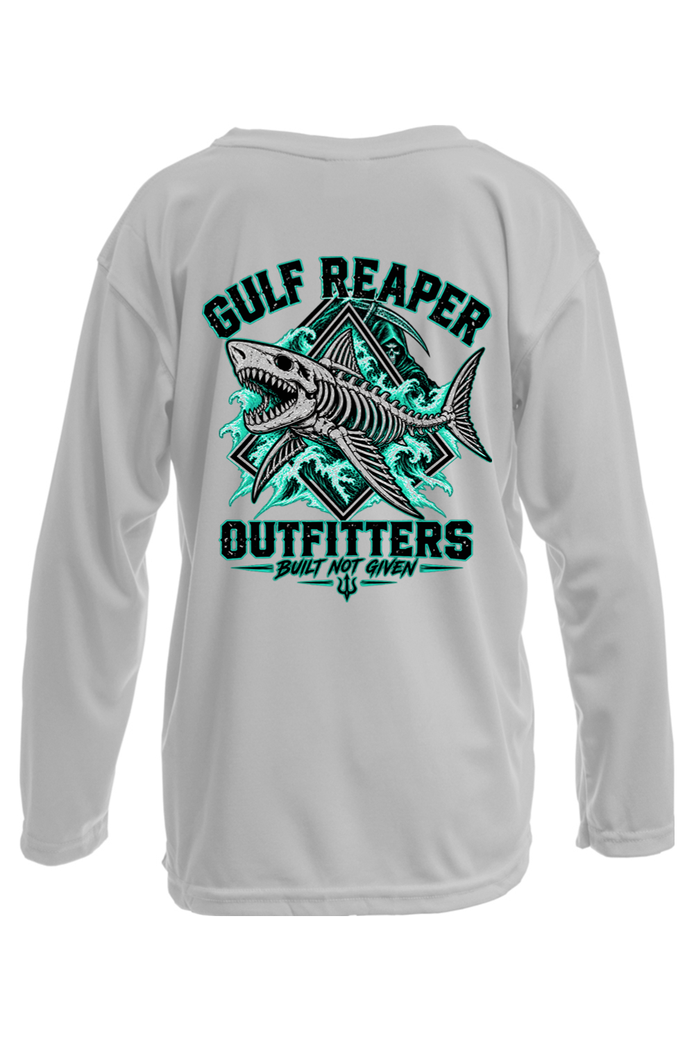 Death Current Kids’ Solar Long Sleeve – Sea Green Print