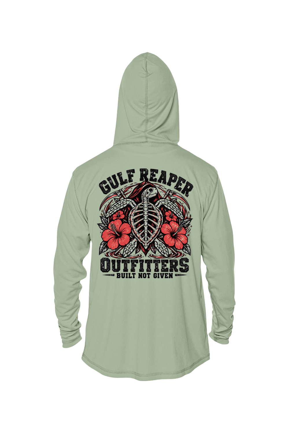 Ancient Tide Solar Hoodie – Coral Red Print