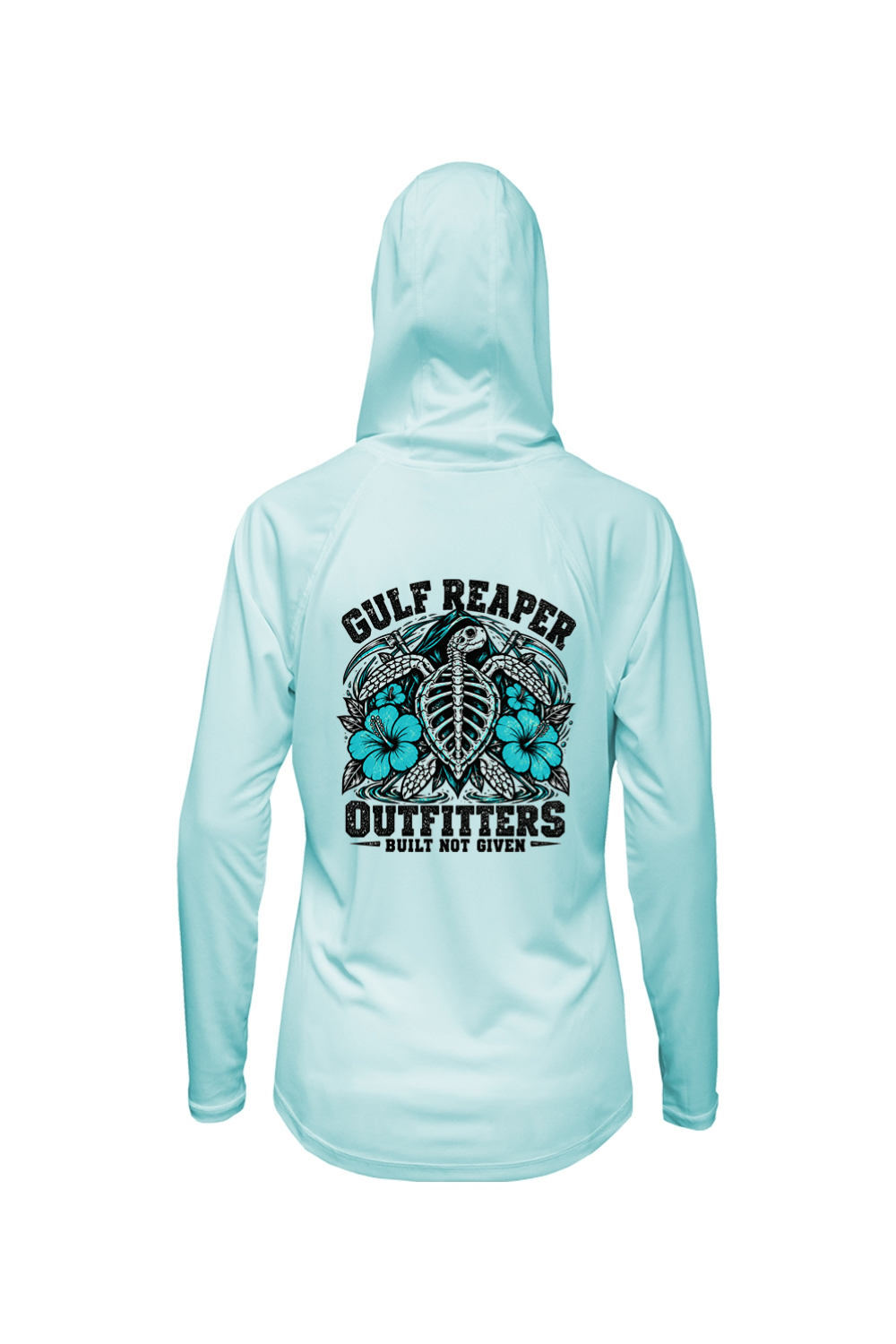Ancient Tide Women’s Solar Hoodie – Gulf Teal Print