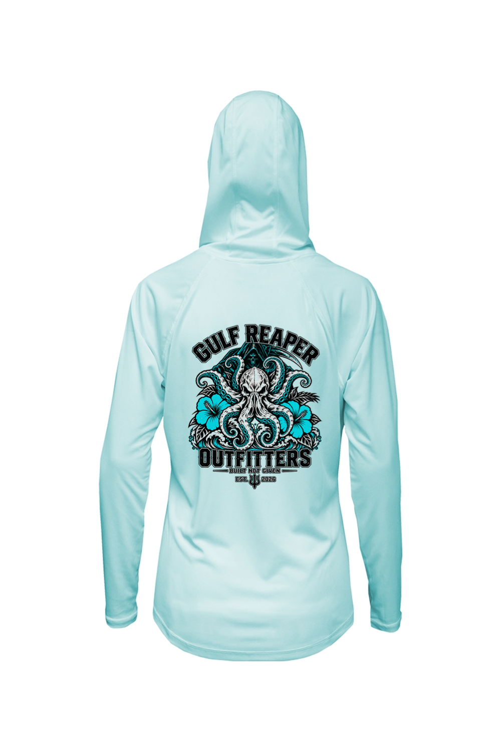 Kraken’s Grip Women’s Solar Hoodie – Gulf Teal Print