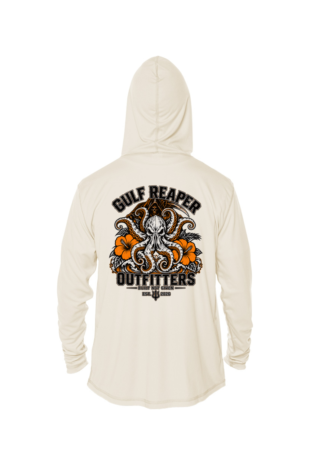 Kraken’s Grip Kids’ Solar Hoodie – Safety Orange Print
