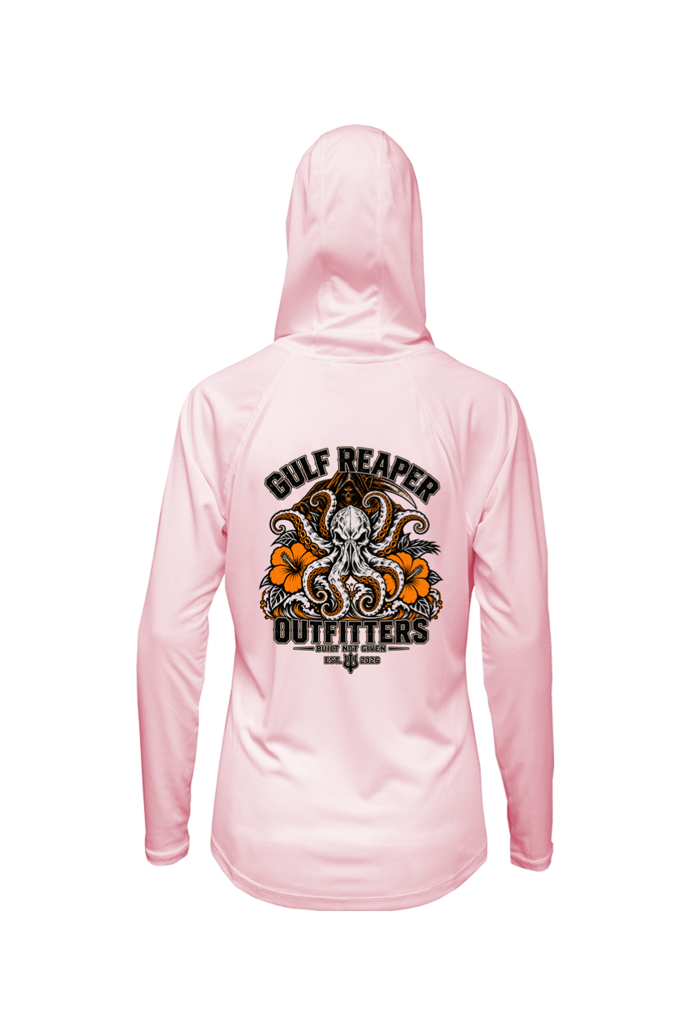 Kraken’s Grip Women’s Solar Hoodie – Safety Orange Print