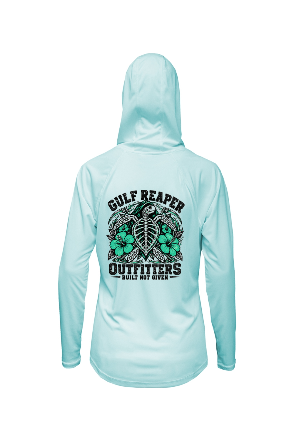 Ancient Tide Women’s Solar Hoodie – Sea Green Print