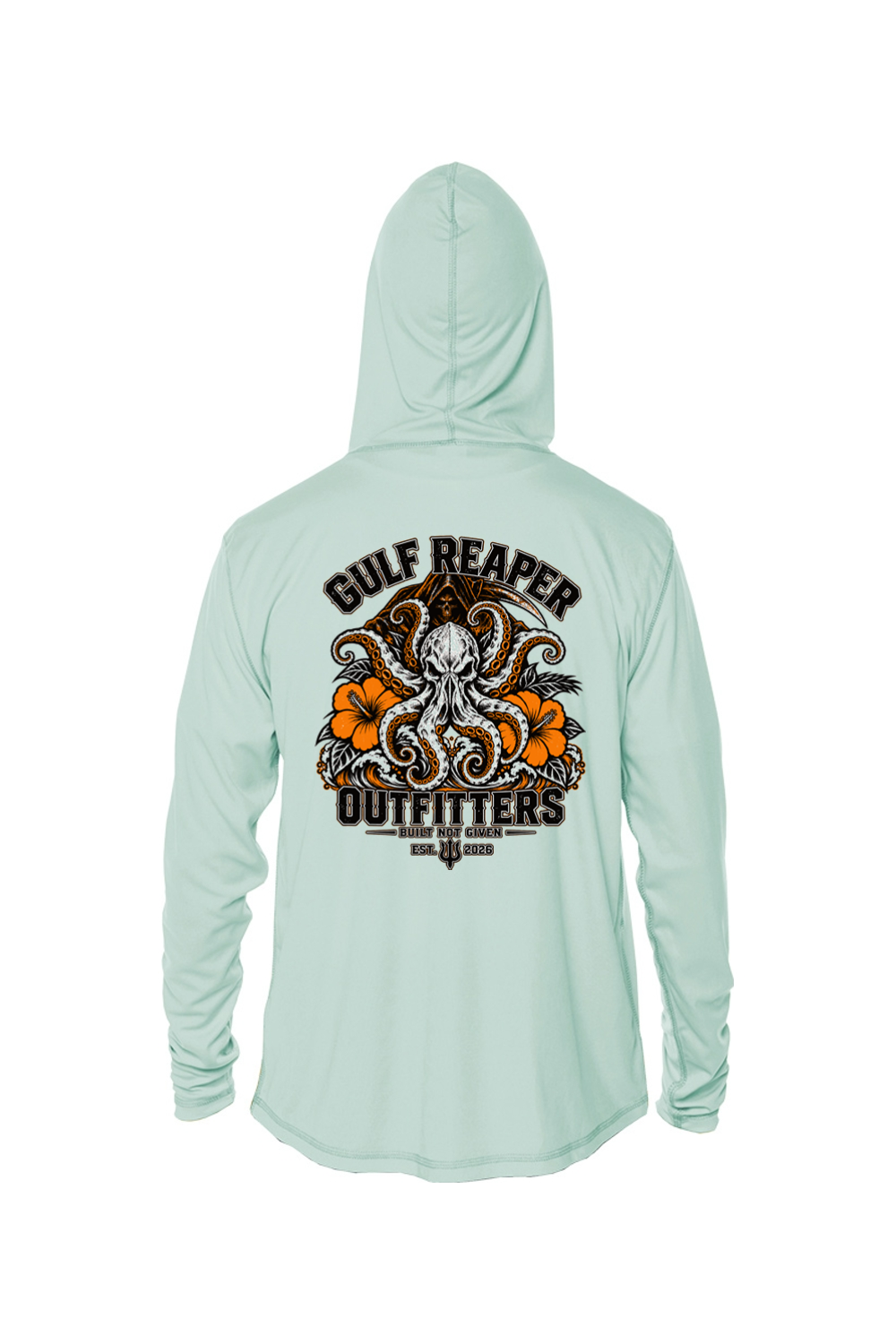 Kraken’s Grip Kids’ Solar Hoodie – Safety Orange Print