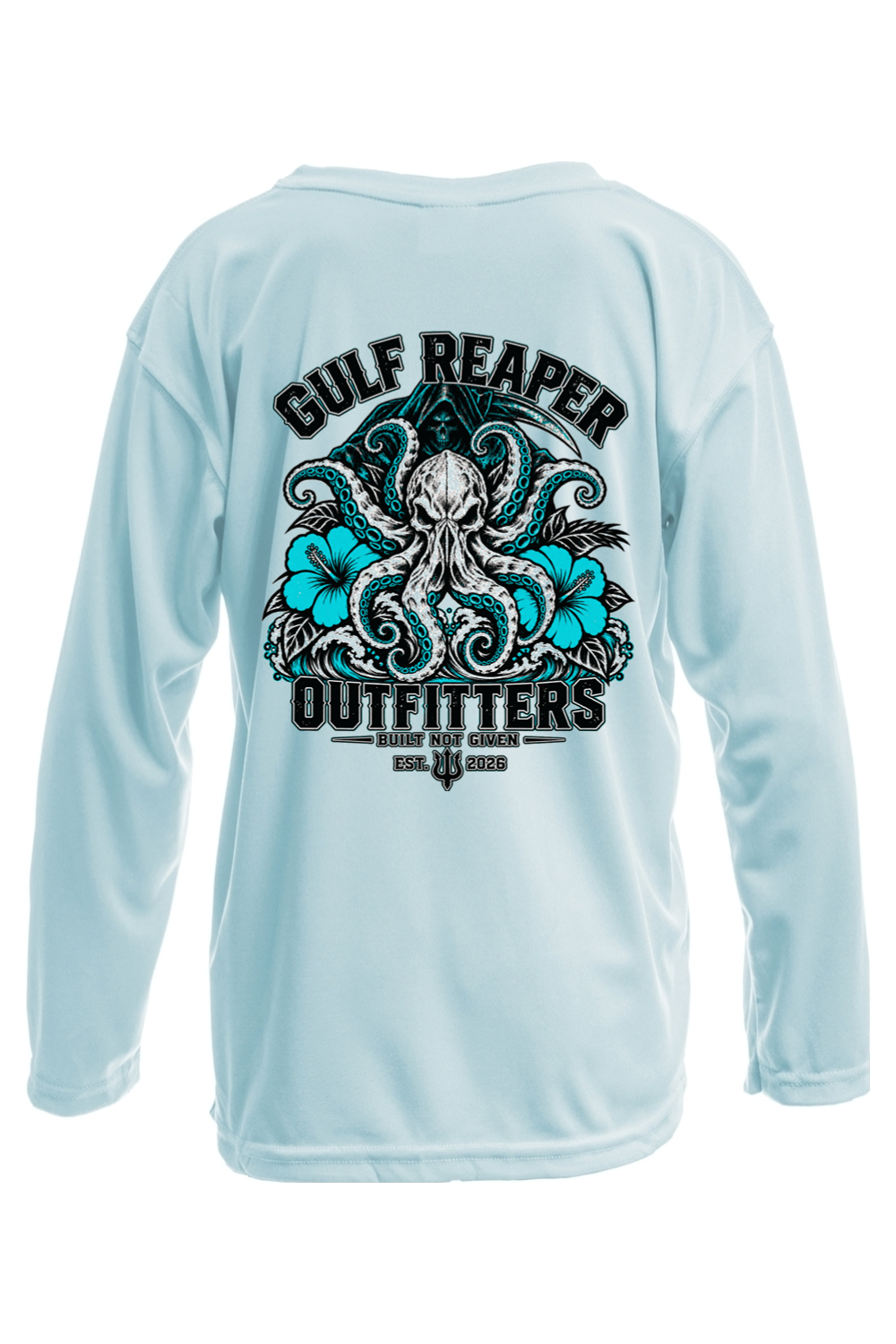 Kraken’s Grip Kids’ Solar Long Sleeve – Gulf Teal Print