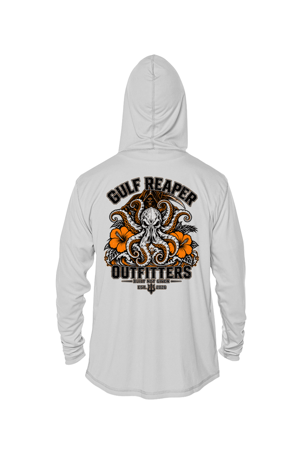 Kraken’s Grip Solar Hoodie – Safety Orange Print