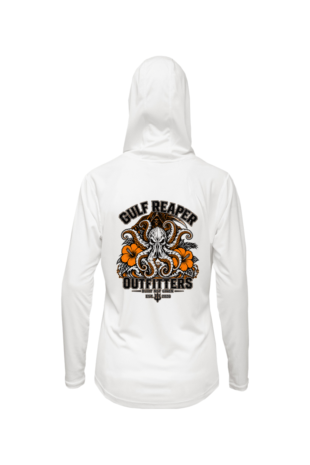 Kraken’s Grip Women’s Solar Hoodie – Safety Orange Print