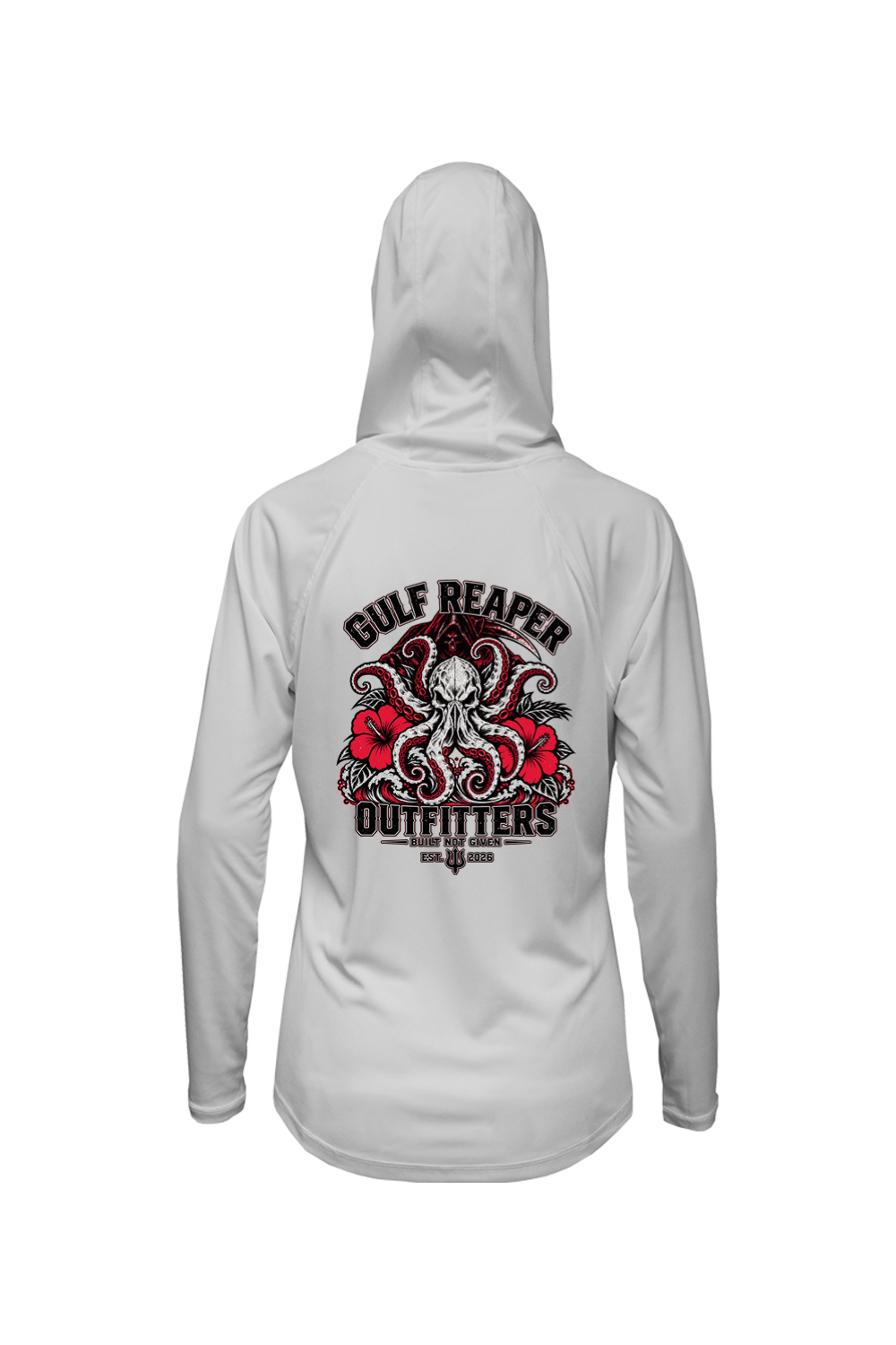Kraken’s Grip Women’s Solar Hoodie – Crimson Print