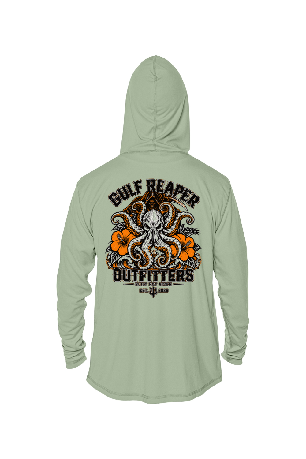 Kraken’s Grip Solar Hoodie – Safety Orange Print