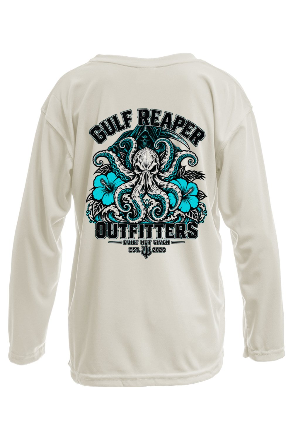 Kraken’s Grip Kids’ Solar Long Sleeve – Gulf Teal Print