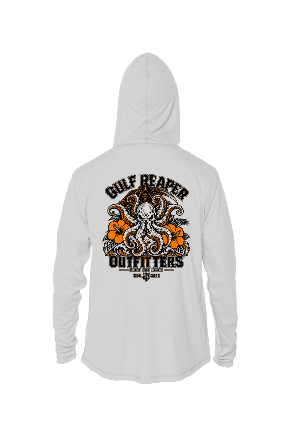 Kraken’s Grip Kids’ Solar Hoodie – Safety Orange Print
